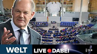 BUNDESTAG: Regierungserklärung - Kanzler Scholz stellt sich den Abgeordneten | WELT Live dabei