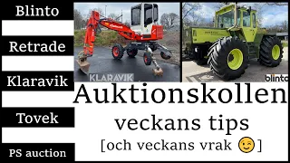 Maskinauktioner v.19 - Kranman Bison miniskotare - Case IH 225 Magnum - Spindelgrävare Euromach