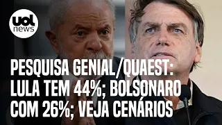 Pesquisa Genial/Quaest: Lula mantém liderança, com 44%; Bolsonaro tem 26%; veja cenários