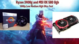 2400g RX 580 BF5 - 1440p Low Medium High Ultra Settings Test