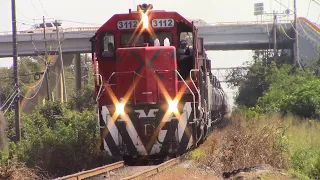 Tren aplica freno dinámico a tope en bajada! Porras y mentadas de madre! 2 largos trenes FXE y KCSM.