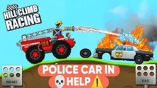 Hill Climb Racing ⚠️ FIRE TRUCK BIG Fire on POLICE Car PLAY BACK GAMES #gameplay #gaming #gamers