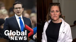 Chrystia Freeland reacts to Poilievre's YouTube channel using hidden misogynistic tag