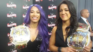 WWE Tag Champs Sasha Banks and Bayley Talk WrestleMania Day, Tampa Eateries, Hair Color, Tag Titles