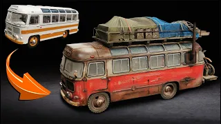 Before and After PAZ-672 Soviet Bus scale 1:43 / Apocalypse Vehicle