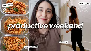 WEEKEND ROUTINE | Meal Prep, Deep Clean, Organization, Workout Routine, Laundry  (PRODUCTIVE)