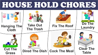 25+ Household Chores vocabulary | Phrasal Verbs in English | Improve English & Listening skill