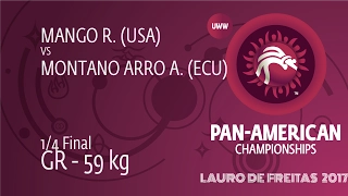 1/4 GR - 59 kg: A. MONTANO ARRO (ECU) df. R. MANGO (USA), 6-4