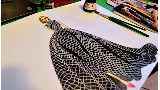 Fashion Dress Fabric Painting With Pen