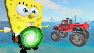 MONSTER TRUCKS vs PORTAL TRAP by SPONGEBOB - BeamNG Drive