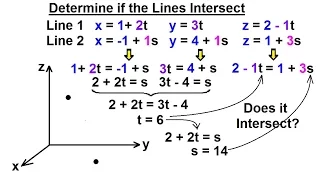 Calculus 3: Integration - Equations of Lines & Planes (8 of 27) Determine If the Lines Intersect