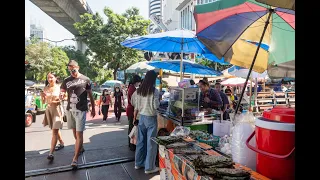 [4K] Sukhumvit street food adventure from Phloen Chit to Nana on lunchtime, Bangkok