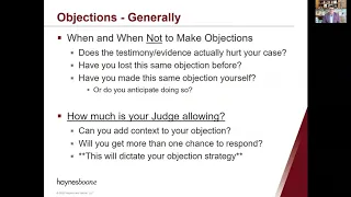 Rules of Evidence and Making Objections - Intermediate/Advanced