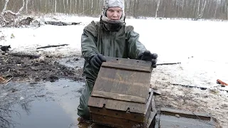 The boxes from the swamp, preserved as new! Excavation Yuri Gagarin