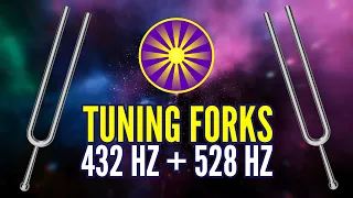 432 Hz + 528 Hz Tuning Forks: The Most Powerful Frequencies in the Universe (Alpha Binaural Beats)