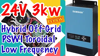 24V 3Kw Hybrid Off-Grid Toroidal Pure Sine Wave Power Inverter review | ZAMDON