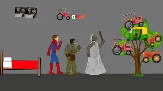 Granny vs Hulk,Spiderman Tractors Funny Animations Drawing Carton 2HD