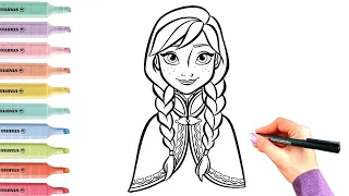 Elsa Princess Drawing| How To Draw Frozen for Kids| Frozen Coloring Pages| Anna Drawing 💃🖍️✨