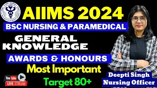 Awards and Honours - Current affairs AIIMS Bsc Nursing Entrance Exam