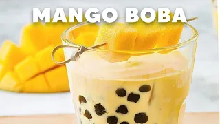 making mango fruit boba