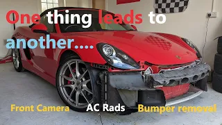 Porsche 981 front bumper removal, radiator maintenance & front camera install  | 991, 981