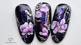 Simple one stroke flowers nail design. Painting flowers with nail gel. Cleaning brush. #nailart2024