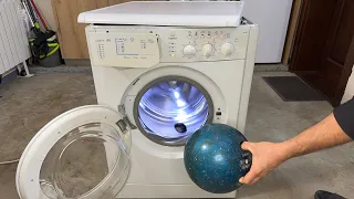 Experiment - Throwing a bowling ball at Top Speed -into a Washing Machine