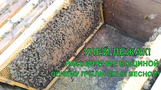 УЛЕЙ ЛЕЖАК подробно о расширении лежака вощиной🐝🐝🐝