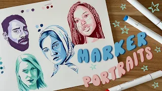 how to draw portraits with alcohol markers using two colors ☆ Ohuhu marker refills