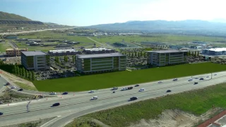 Architectural rendering animation with aerial drone video