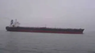 tanker blasting fog horn