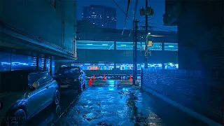 [4K HDR] Walking in the Rain in Gangnam, Seoul Binaural City Sounds and Rain Ambience