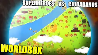 Hago una CIUDAD de SUPERHÉROES y la enfrento a GENTE CORRIENTE - WORLDBOX | Gameplay Español