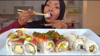 ASMR Sushi Rolls Mukbang * اكل السوشي