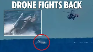 Russian helicopter attacks Ukraine sea drone - but finds it has a missile to defend itself