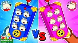 Rosa vs Azul Magia Controle Remoto! - Brincadeiras de irmãos com Wolfoo e Lucy | @wolfooemportugues