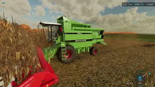 fs22 GRÓF FARM Új tanya kukorica szedés, trágyázás.