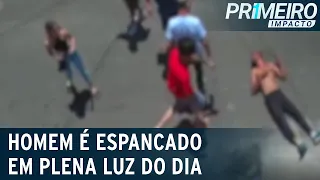 Homem é espancado após assediar mulher | Primeiro Impacto (11/01/22)