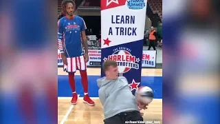 Harlem Globetrotter gets SCHOOLED by a basketball freestyler!