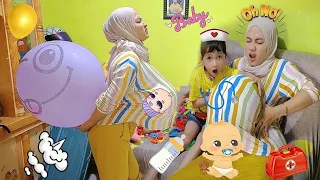 Ibu hamil melahirkan bayi habis tiup balon pakai angin kentut | Drama lucu | Zeline vlog