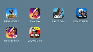 PUBG Mobile/Garena Free Fire/Call of Duty Mobile/PUBG New State/Free Fire Max/Call of Duty Warzone