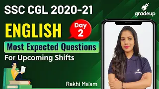 English | Most Expected Questions for Upcoming Shifts Day 2| SSC CGL 2020-21 | Rakhi Ma'am | Gradeup