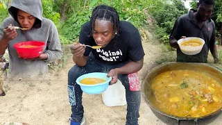 Jamaican real chicken back soup outdoor cooking with @thegreatsocksadventureja184