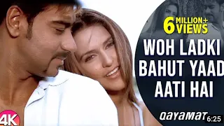 Woh Ladki Bahut Yaad Aati Hai - 4K Video | Ajay Devgan & Neha Dhupia | Qayamat | 90's Hits new sing