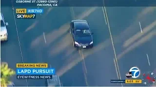 LAPD in pursuit of vehicle through streets of San Fernando Valley I ABC7