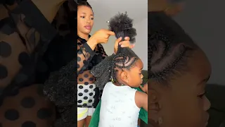 Kids natural hairstyle for girls/ little black girl natural hairstyle/ easy kids cornrow