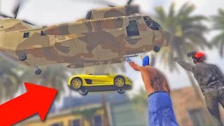 MOVING PEOPLE'S CARS ONTO ROOFTOPS! *CARGOBOB TROLLING!* | GTA 5 Funny Moments