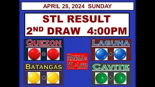 STL 2ND Draw 4PM Result STL Quezon STL Laguna STL Batangas STL Cavite April 28, 2024 SUNDAY