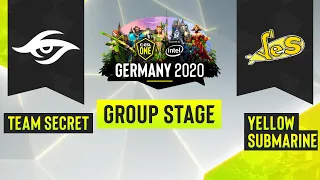 Dota2 - Yellow Submarine vs. Team Secret - Game 2 - ESL One Germany 2020 - Group Stage