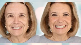 Makeover On My Mom! OVER 70 Mature Skin + Hooded Eye Makeup Tutorial